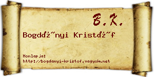Bogdányi Kristóf névjegykártya